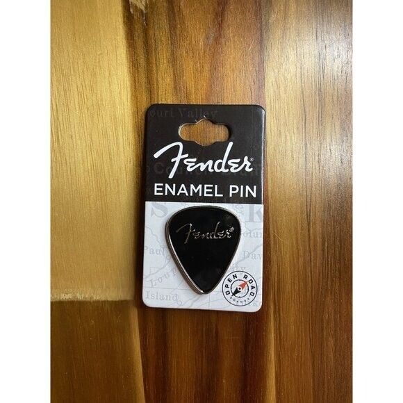 Fender Enamel Pin Brand New Fender Guitar Pick Shaped Pin Black & Silver - Picture 8 of 11